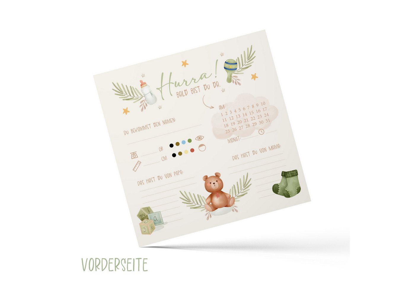 Thumbnail - Logbuch-Verlag Geschenkbox Ratespiel Babyparty 10 Rätselkarten zum Ausfüllen (10 St), neutral