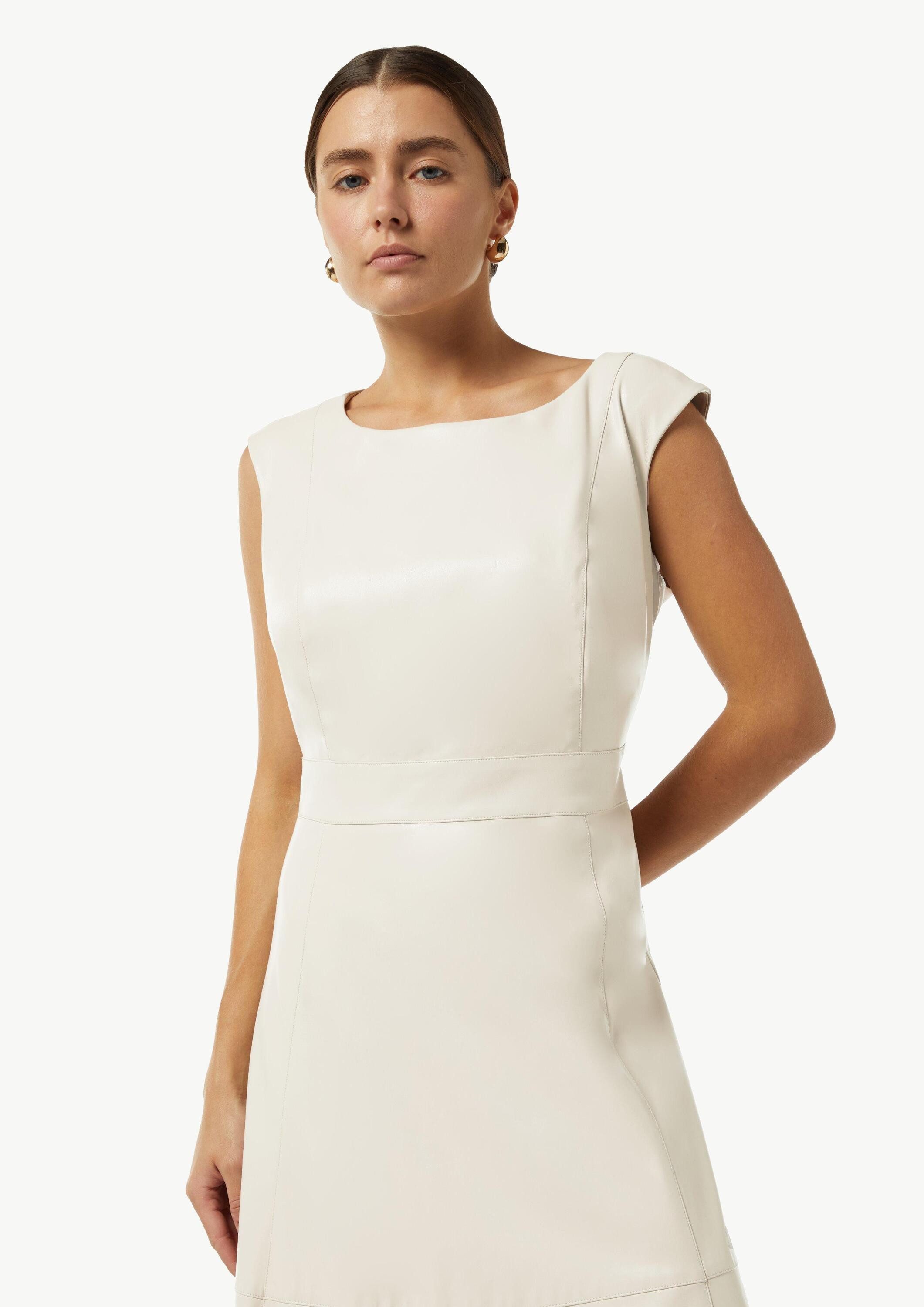 comma Midikleid Kleid Midi-Kleid in Lederoptik mit Ziernähten