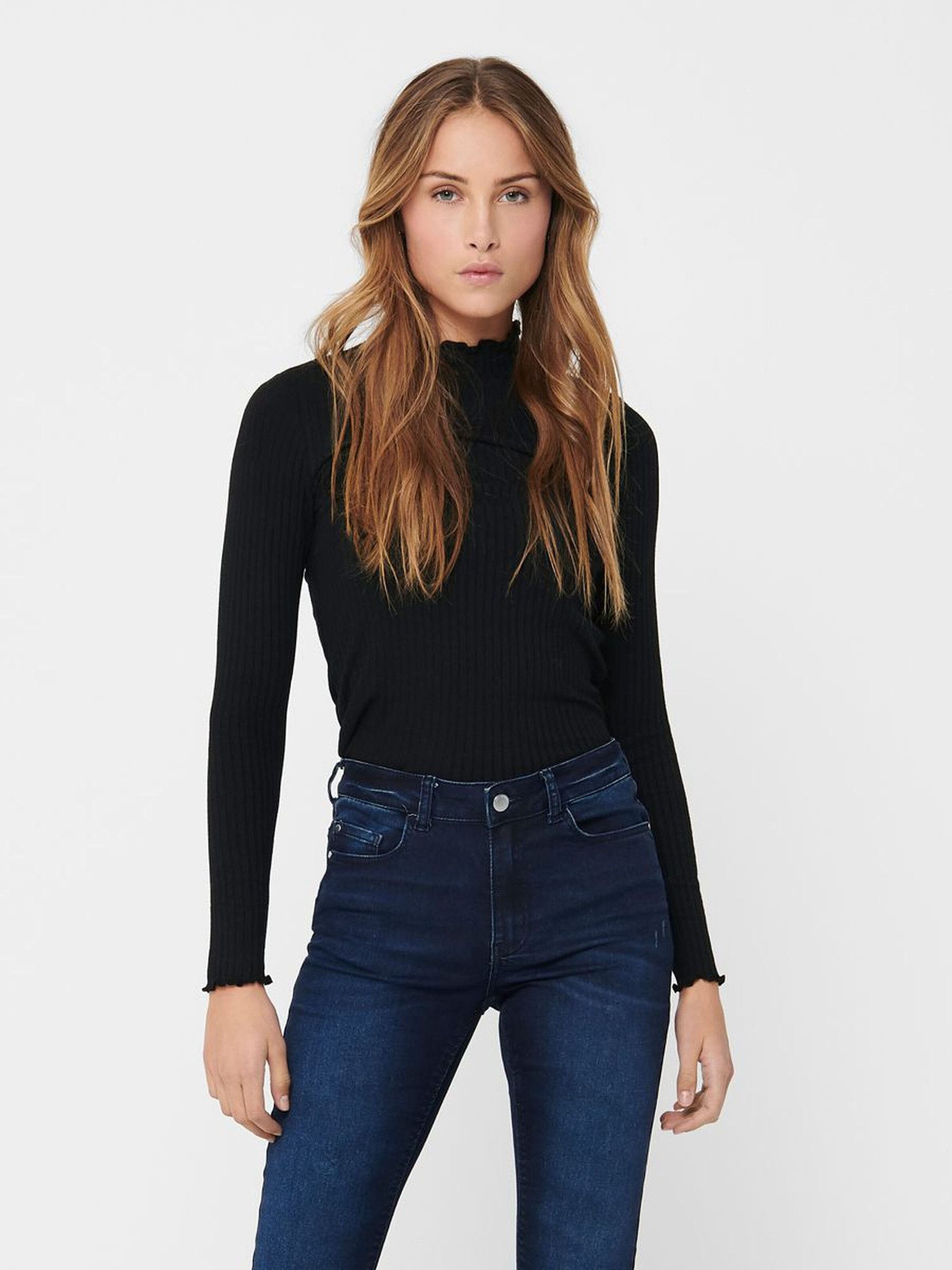 JACQUELINE de YONG T-Shirt Dünnes Langarm Stehkragen JDYFRANSISKA JDYFRANSI günstig online kaufen