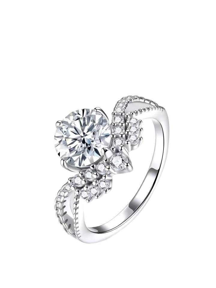 Jumpeak Verlobungsring Diamantring 1.5ct/2ct,D,VS1,3EX,Ring Damen,Verlobungsring,promise ring, 14K Weißgold,Cluster Ring,Geschenk Schwester,geschenk für frau