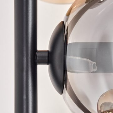 hofstein Stehlampe Stehlampe aus Metall/Glas in Schwarz/Rauchfarben/Bernstein, ohne Leuchtmittel, Leuchte mit Glasschirmen (15cm),Schalter, 6 xE14, ohne Leuchtmittel