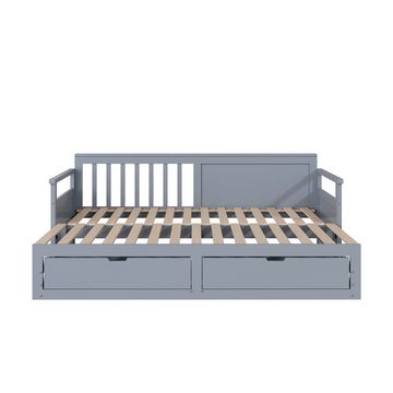 HAUSS SPLOE Kinderbett 90x190/180x190 Multifunktional mit Schubladen und Ausziehbett Grau