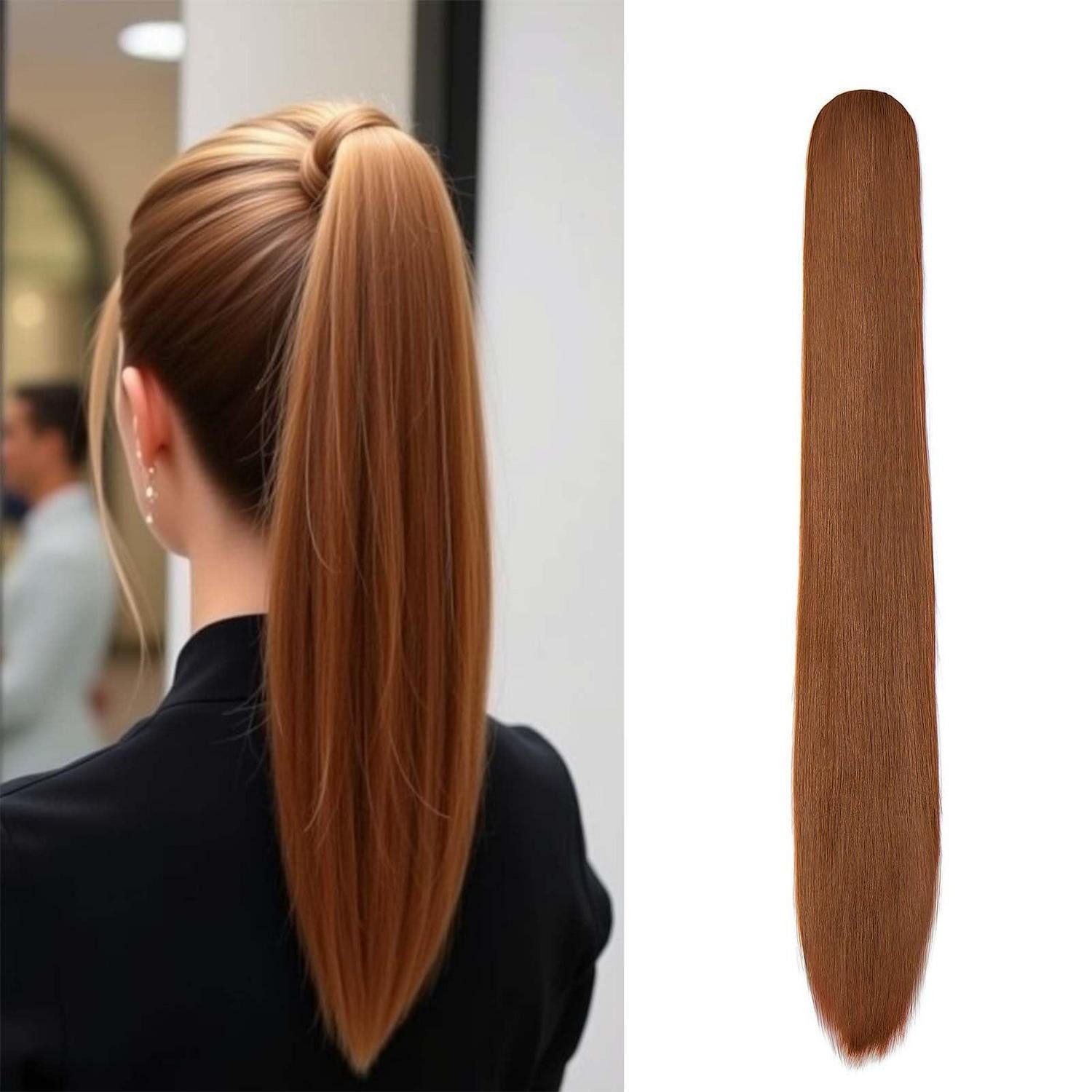 Kunsthaar-Extension Ponytail Extensions Pferdeschwanz Haarteil 55 cm 130g Leichtes Auburn