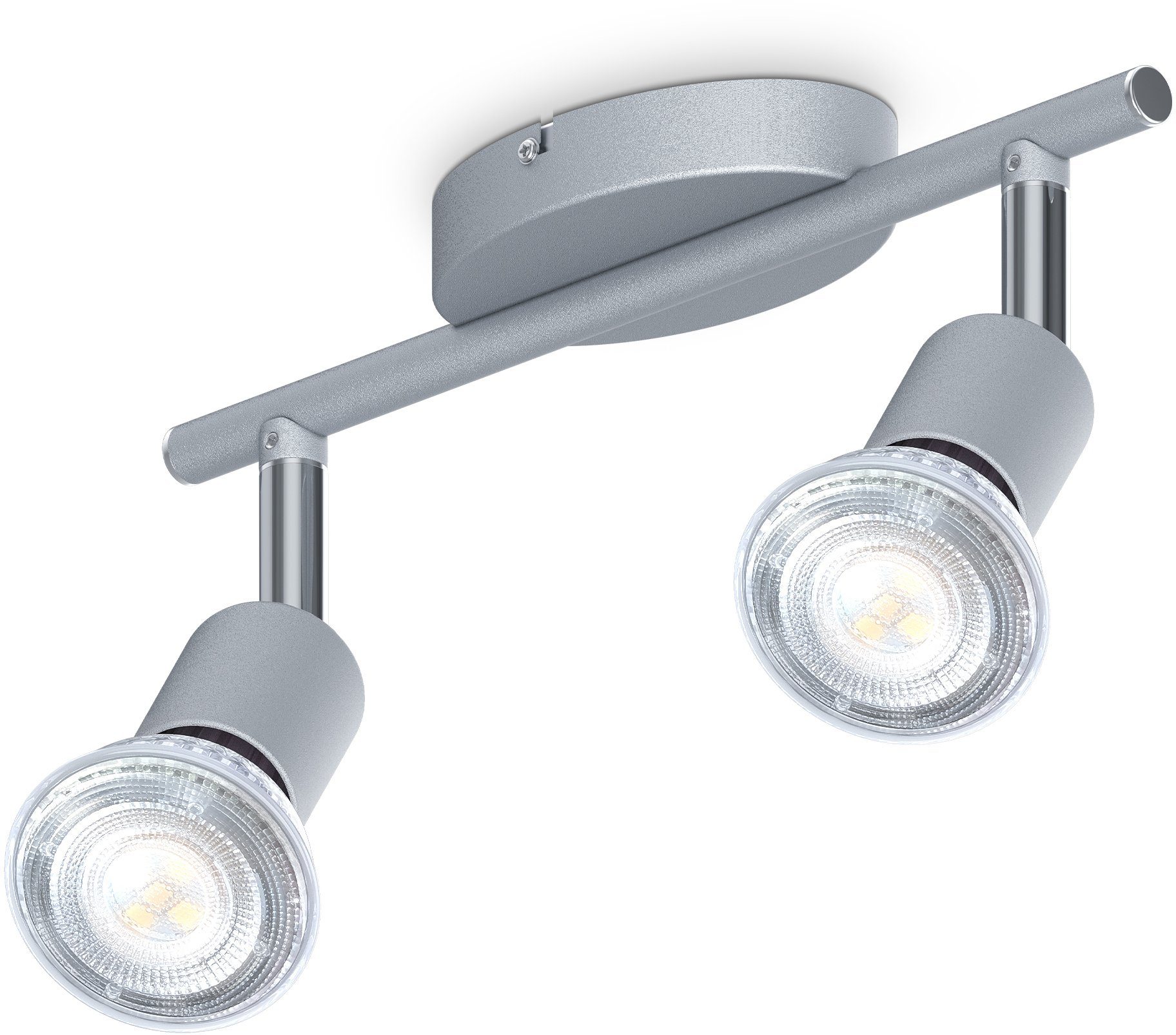 B.K.Licht LED 2-flammiger wechselbar, LED neutralweiß Deckenleuchte, dreh-,schwenkbar, IP20, Deckenspot,