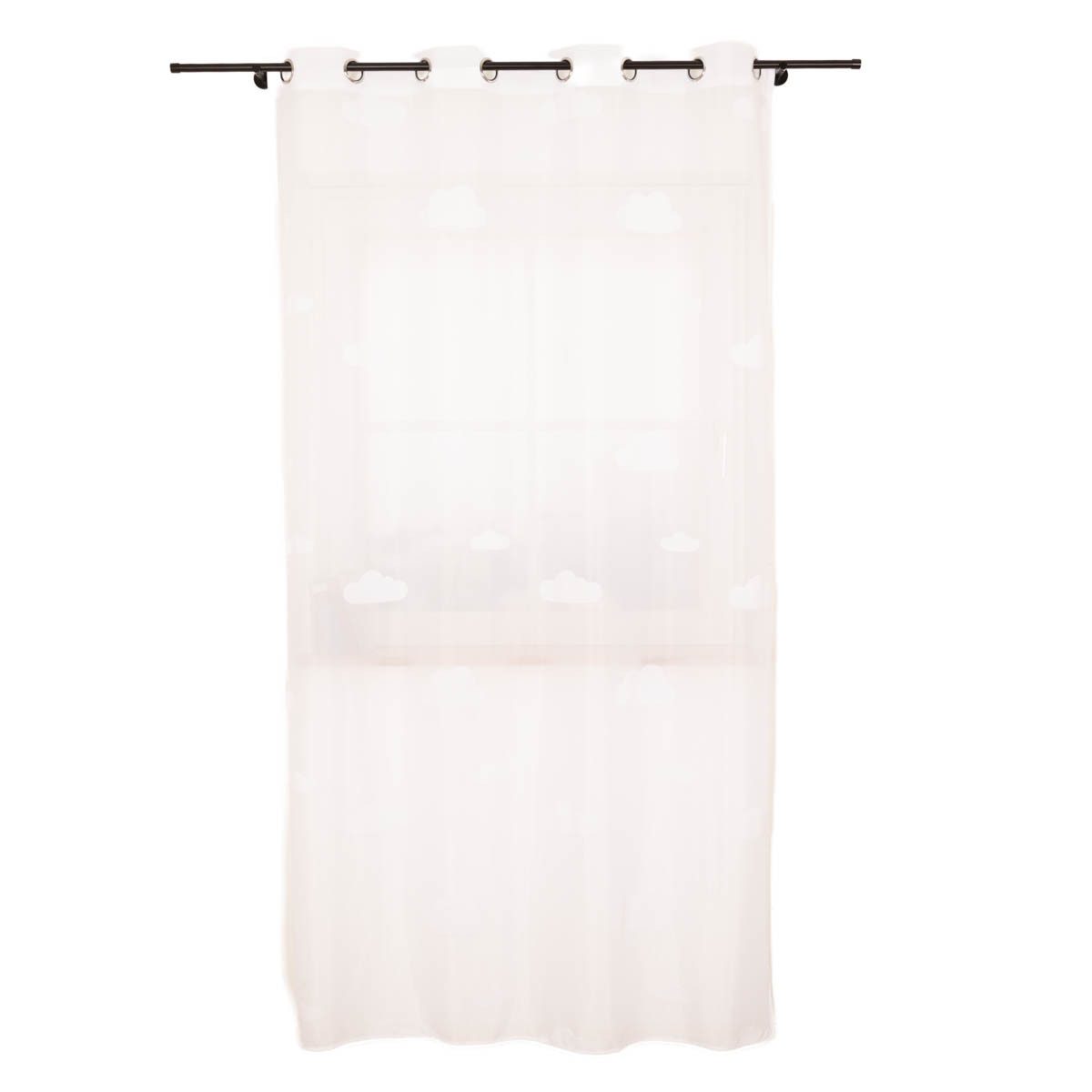 SCHÖNER LEBEN. Vorhang Ösenvorhang mit Wolken weiß 140x240cm, Ösen, halbtransparent, Polyester