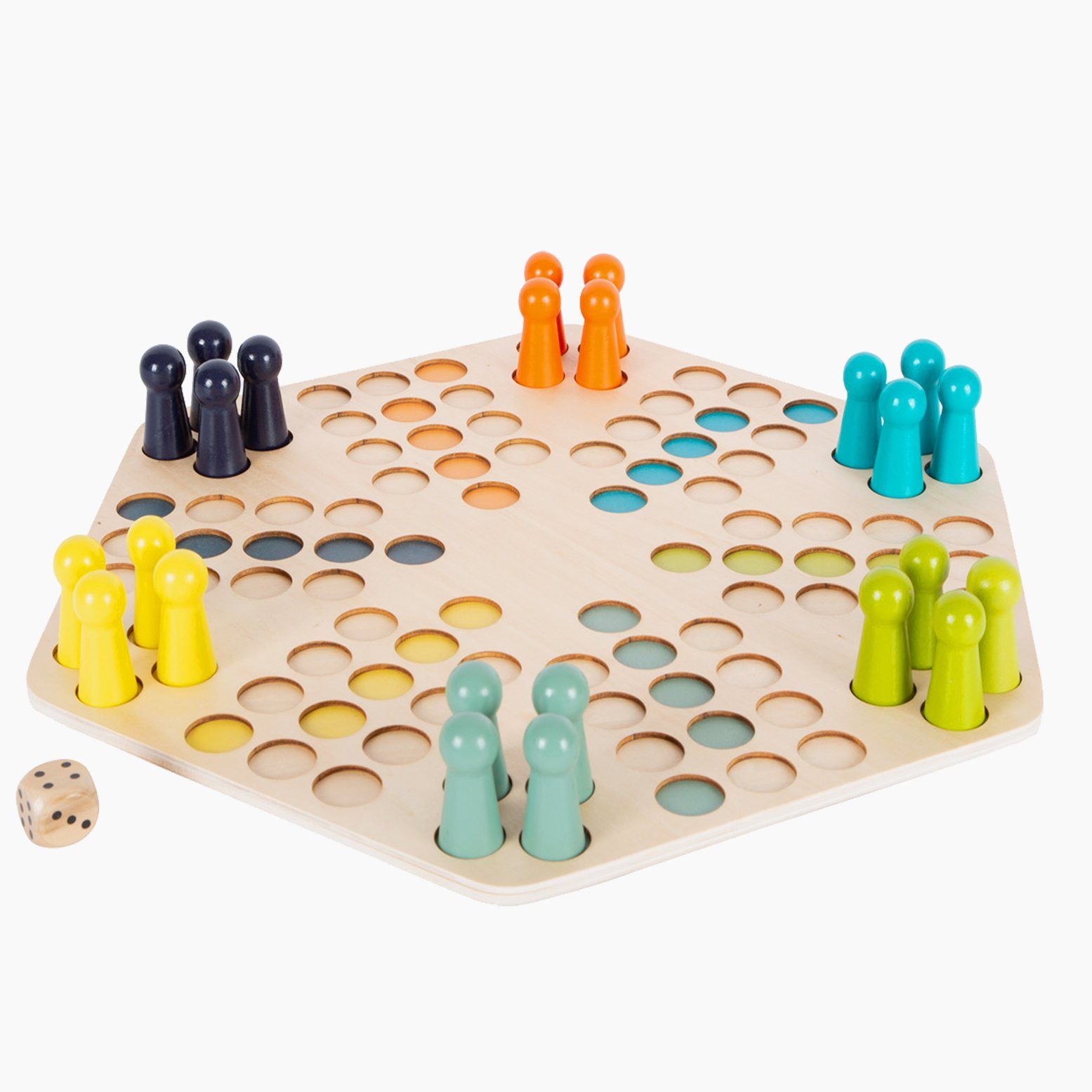 Small Foot Spielesammlung Ludo xxl für 6 Spieler, Geselschaftsspiel, überzeugt durch sein XXL-Format mit extra großen Figuren