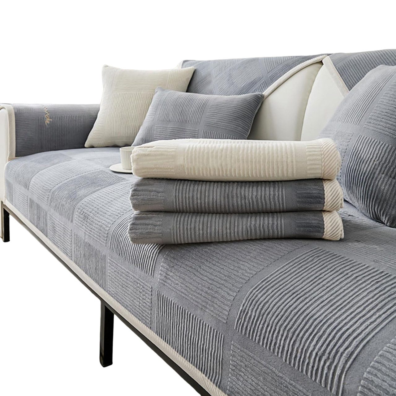 Diwzbyn Sofaschoner Sofa Überzug, Couch Überzug L Form 1/2/3/4 Sitzer, Sofa Cover, Sofabezug Ecksofa rutschfeste Sofaschoner, Sofadecken