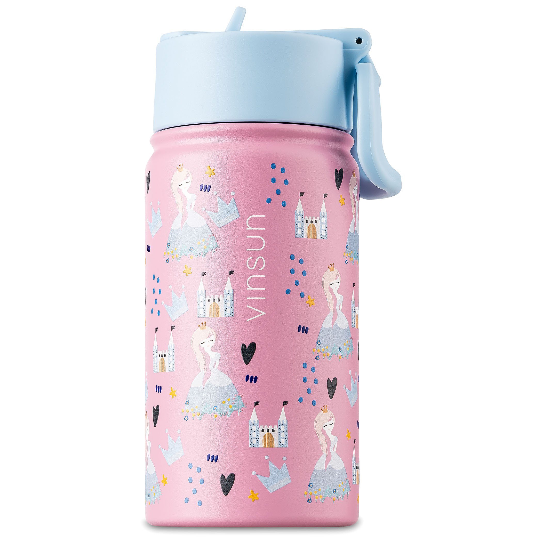Trinkflasche Trinkflasche Kinder 350ml - Auslaufsicher mit Strohhalm - Prinzessin
