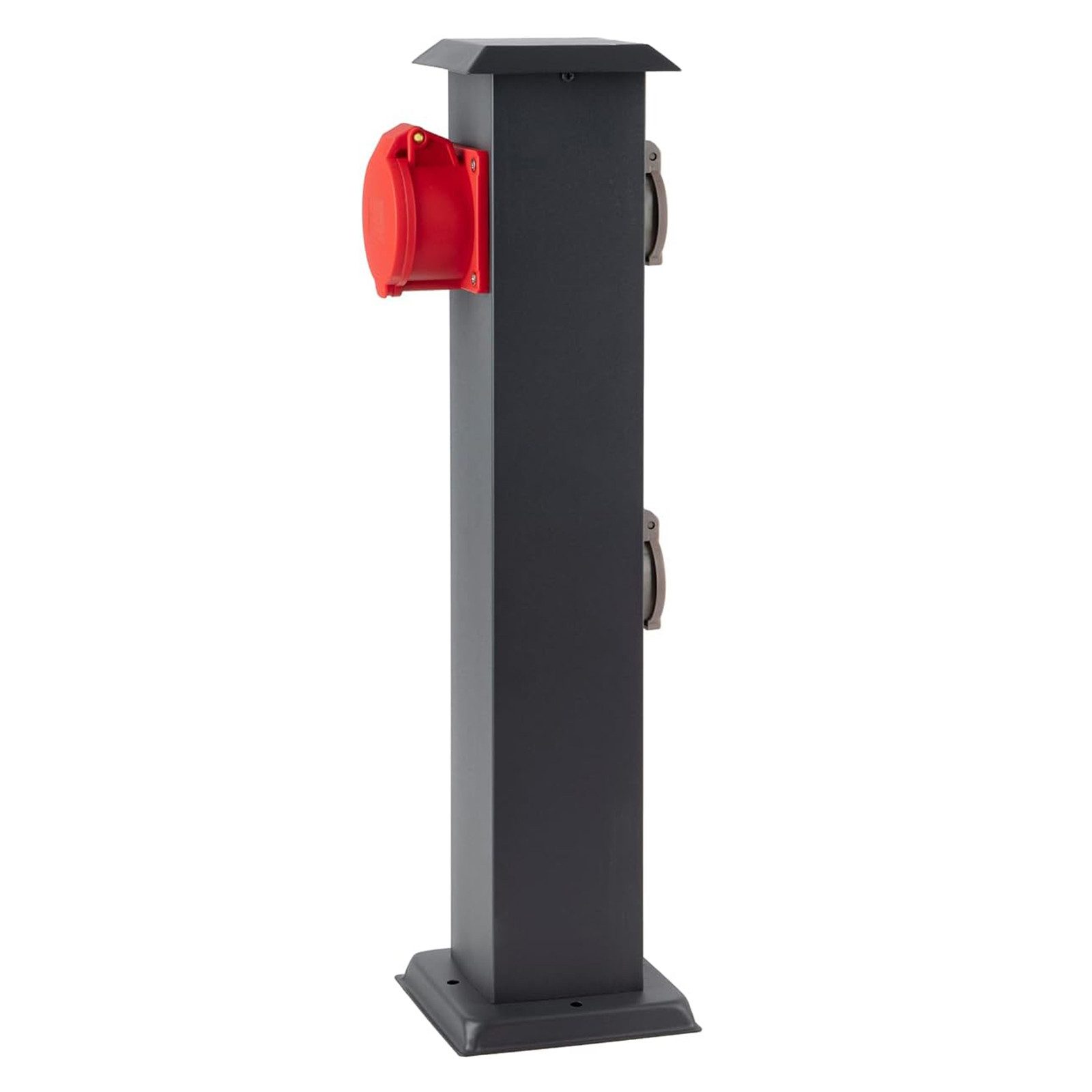 G&L Gartensteckdose Steckdosensäule mit CEE Steckdose Steckdosenverteiler 3 Fach, 2 x Typ F + 1 x CEE Steckdose