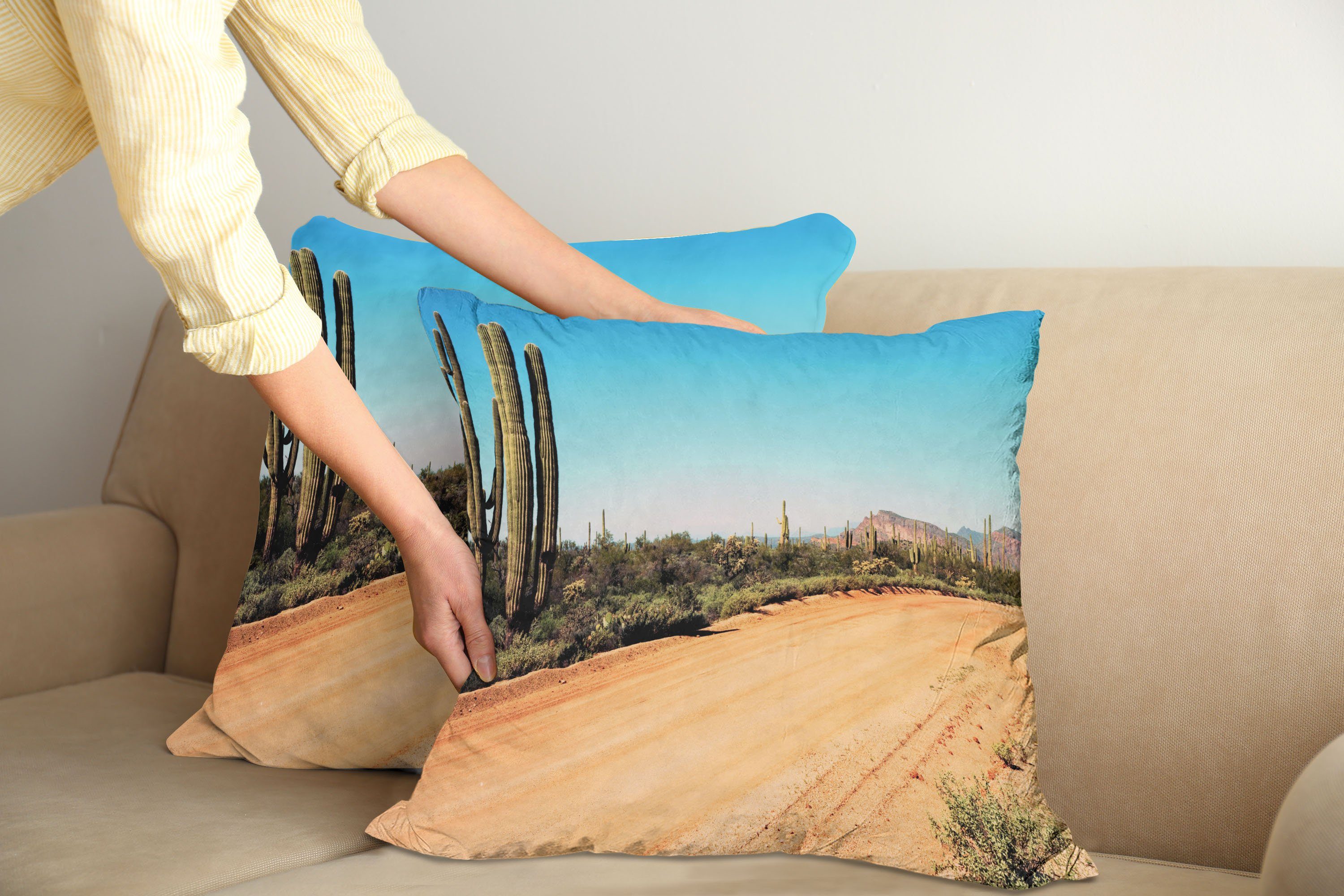 Kissenbezüge Modern Wüsten-Kaktus Natur (2 Digitaldruck, Abakuhaus Stück), Accent Amerikanischer Doppelseitiger