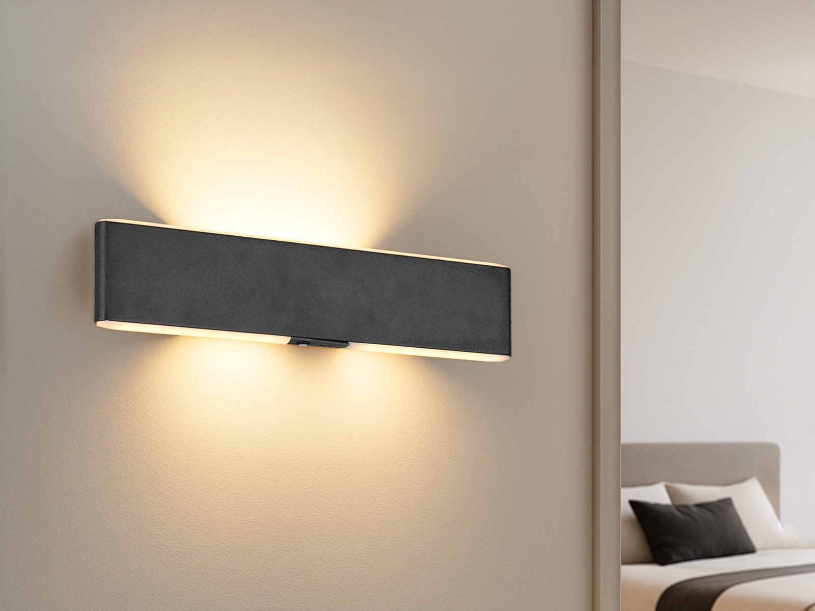TRIO Leuchten LED Wandleuchte, Dimmfunktion Lichttemperatur einstellbar, LED fest integriert, Warmweiß, Tageslichtweiß, Innen Akku Wandlampe kabel-los ohne Strom-Anschluss, Breite 32cm