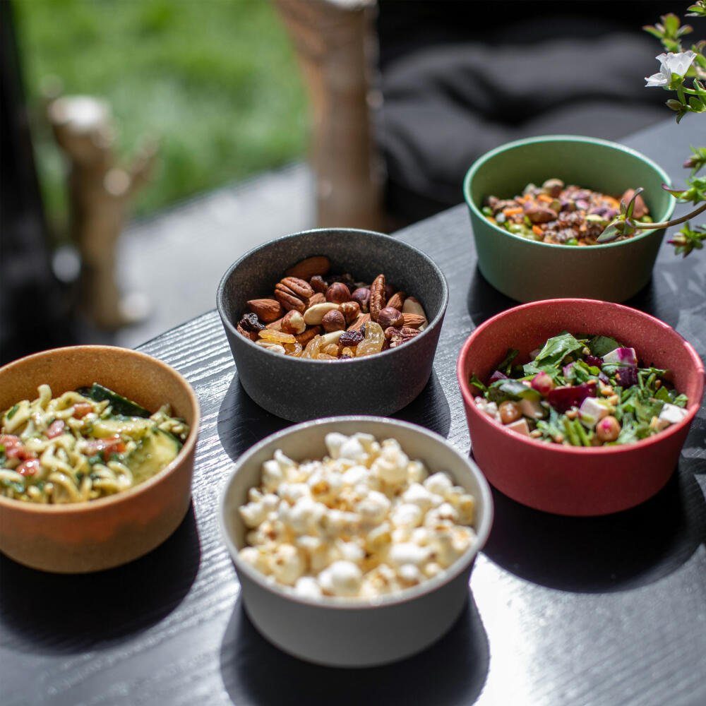 KOZIOL Schale 2er-Set Connect Bowl Nature Coral, 400 ml, Kunststoff-Holz-Mix, (Set, 2-tlg), stapelbar