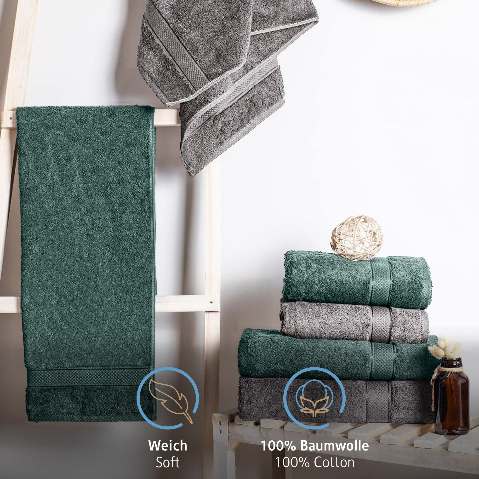 Komfortec Badetücher Duschtücher, 70x140cm Größe, Doppelpack, %100 Baumwoll günstig online kaufen