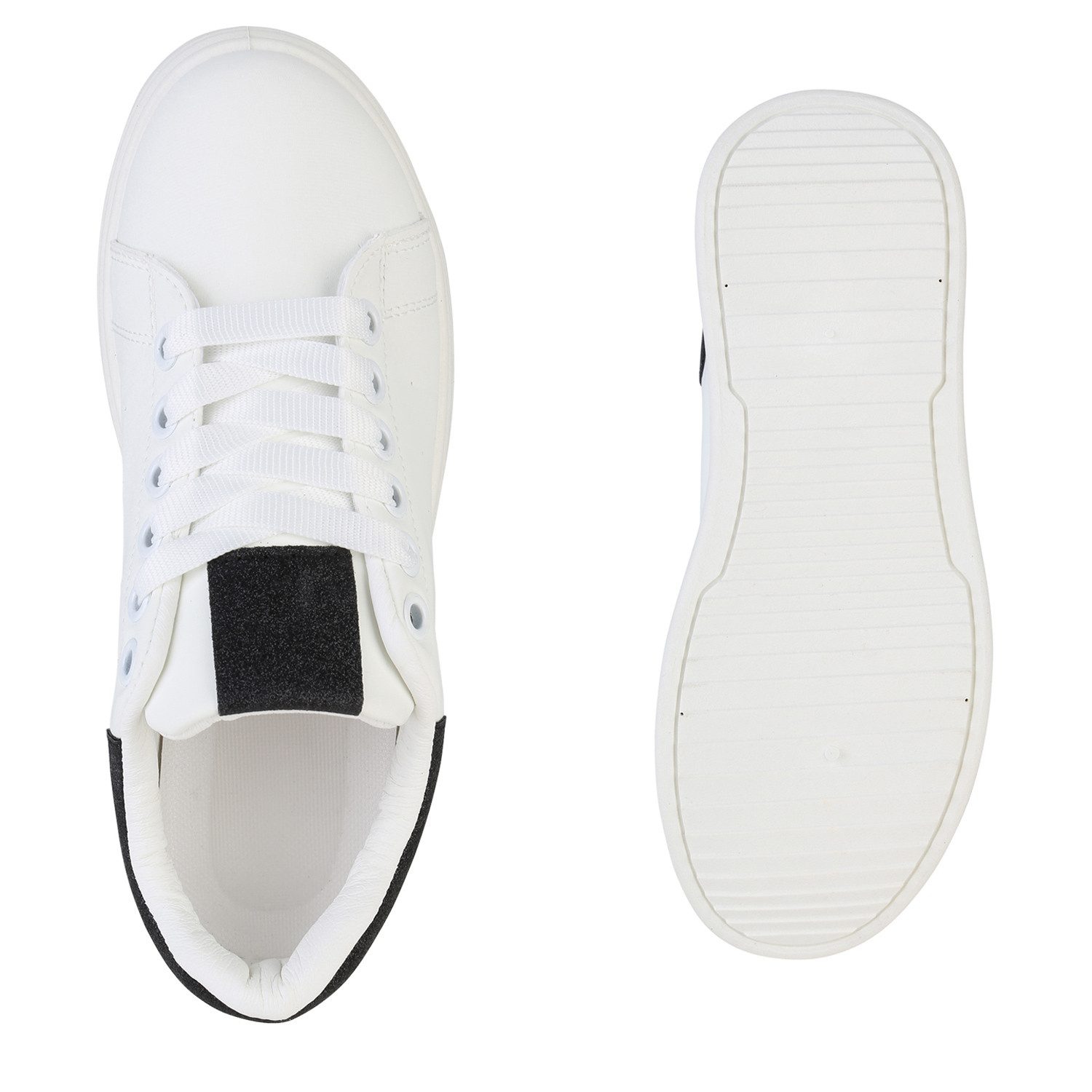VAN HILL 841513 Plateausneaker Damen Plateau Sneaker Metallic Schnürer Freizeit