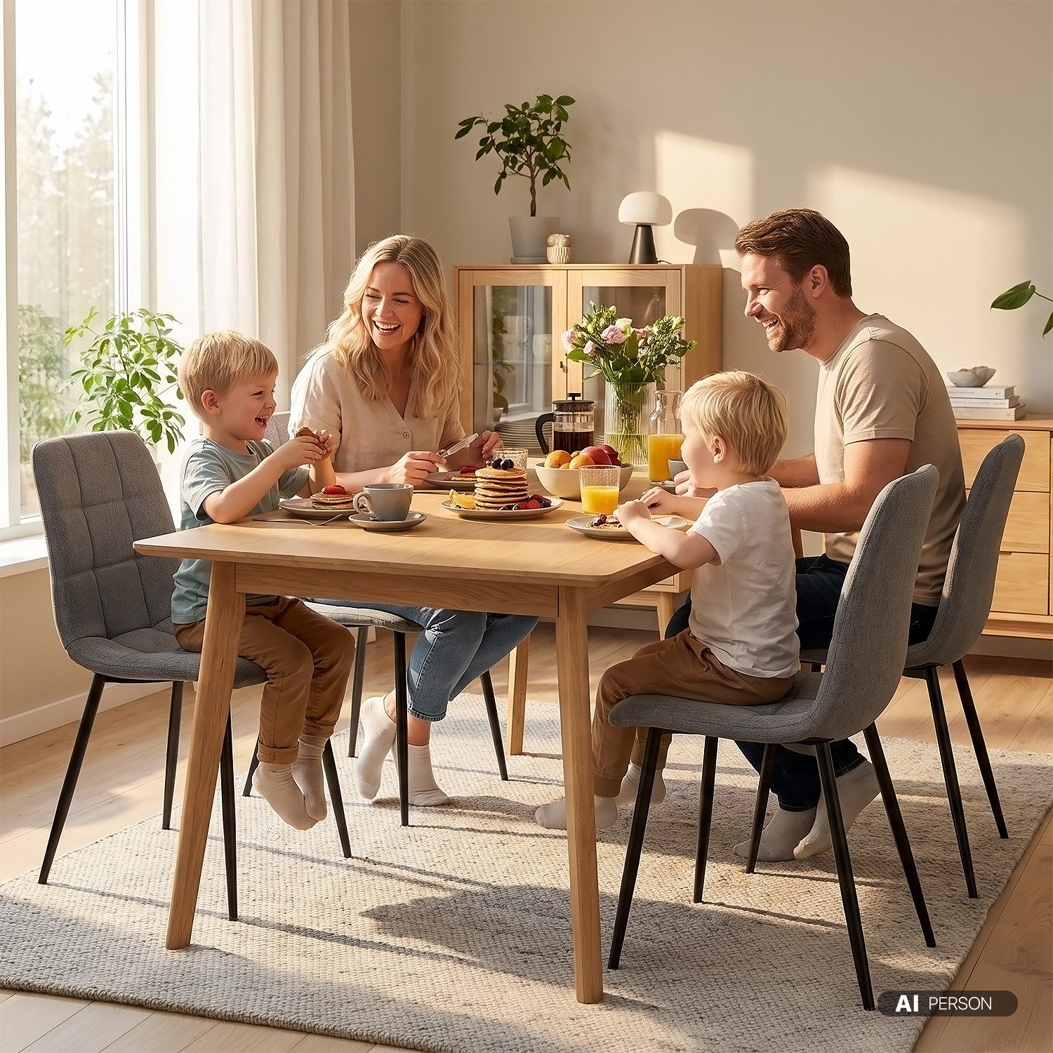 Homestyle4u Polsterstuhl Esszimmer Stühle Samt Leinen Grau Gesteppt Metallbeine Esstisch Küche (Spar-Set, 2 St), 2er Set, 2 Stühle, Essstuhl, Stuhlbeine in Schw – Bild 3 von 5