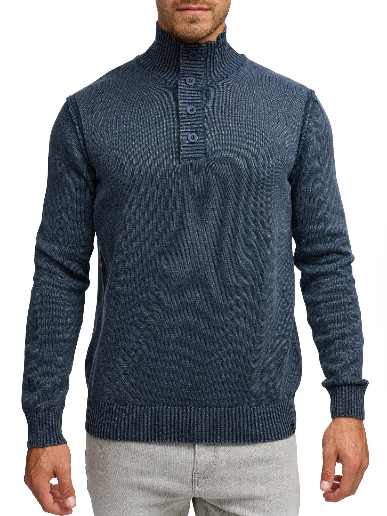 Indicode Strickpullover INNiels ½ Placket günstig online kaufen