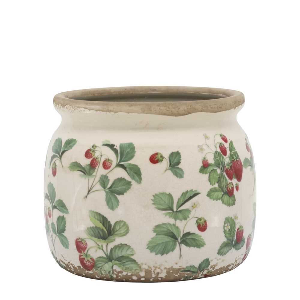 Chic Antique Blumentopf Chic Antique Blumentopf FRAISES Übertopf mit Erdbeeren 15x13 cm