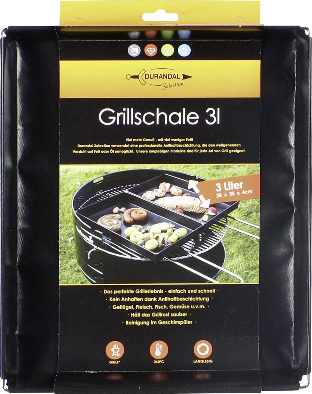 Broszio Grillrosteinsatz Brozio Durandal Selection Grillschale 3 L, Glas