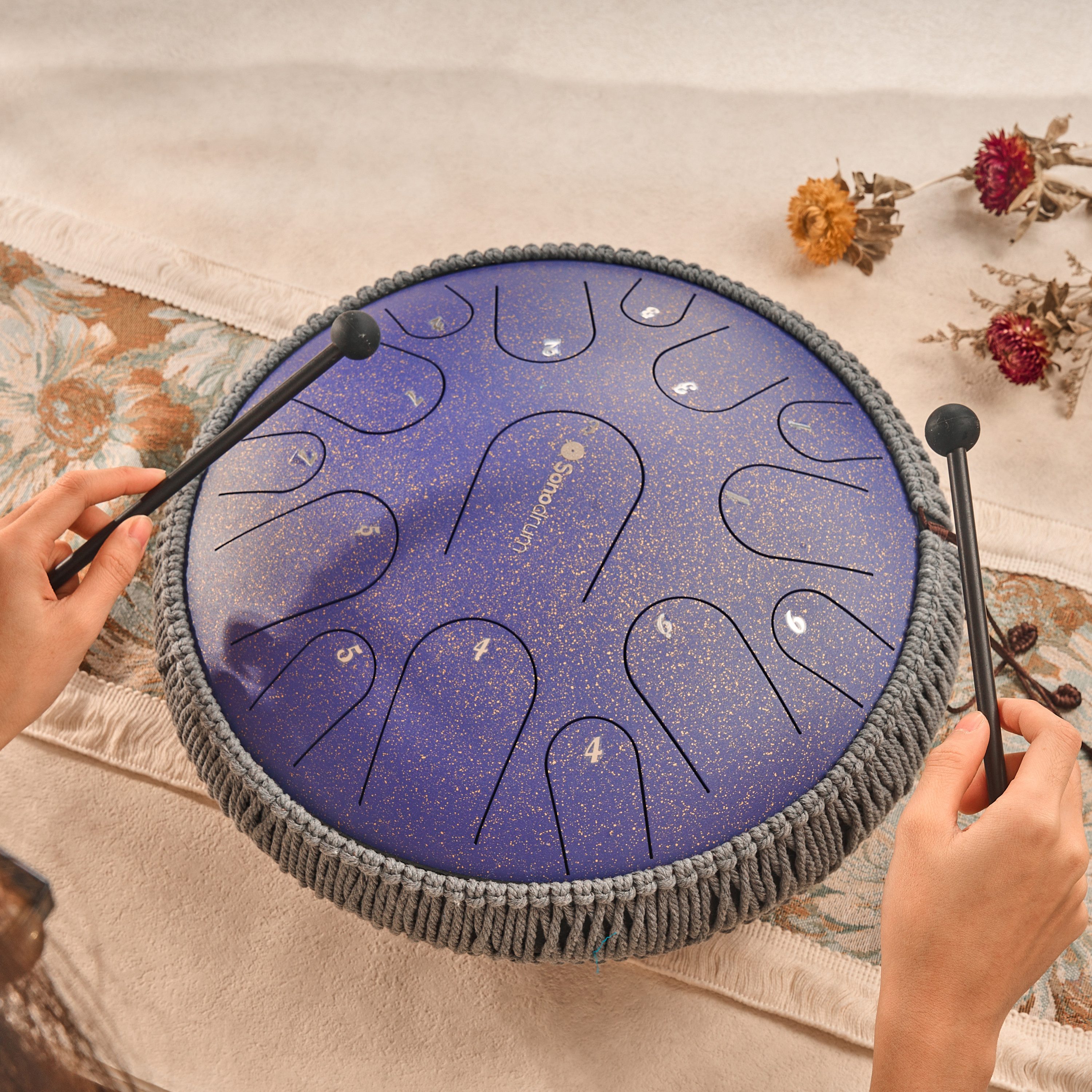 Sonodrum Steel Tongue Drum Zungentrommel "Premium", C-Dur, 35,5 cm, 15 Zungen inkl. Tragetasche