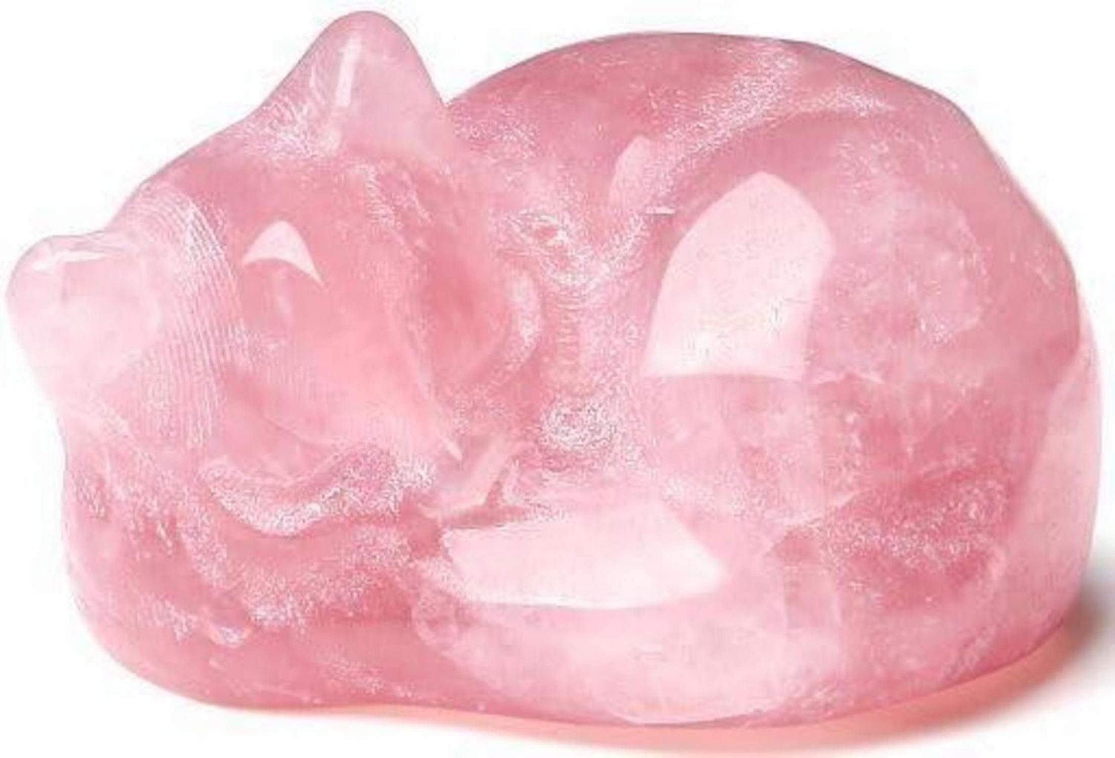 Edelstein Rosenquarz Katze Figur Statue Heilsteine Dekor Niedlich Glückskätzchen