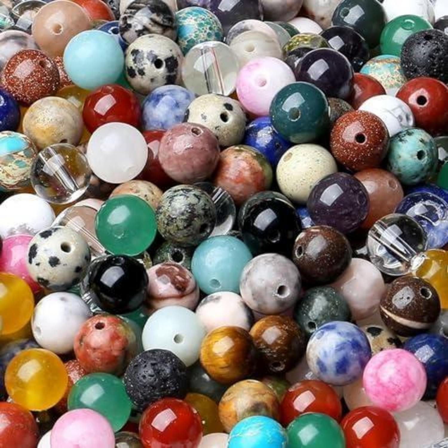 LuxusKollektion Bastelperlen 8mm Naturstein Mehrfarbige Kristallperlen 50 Stück für DIY Schmuck