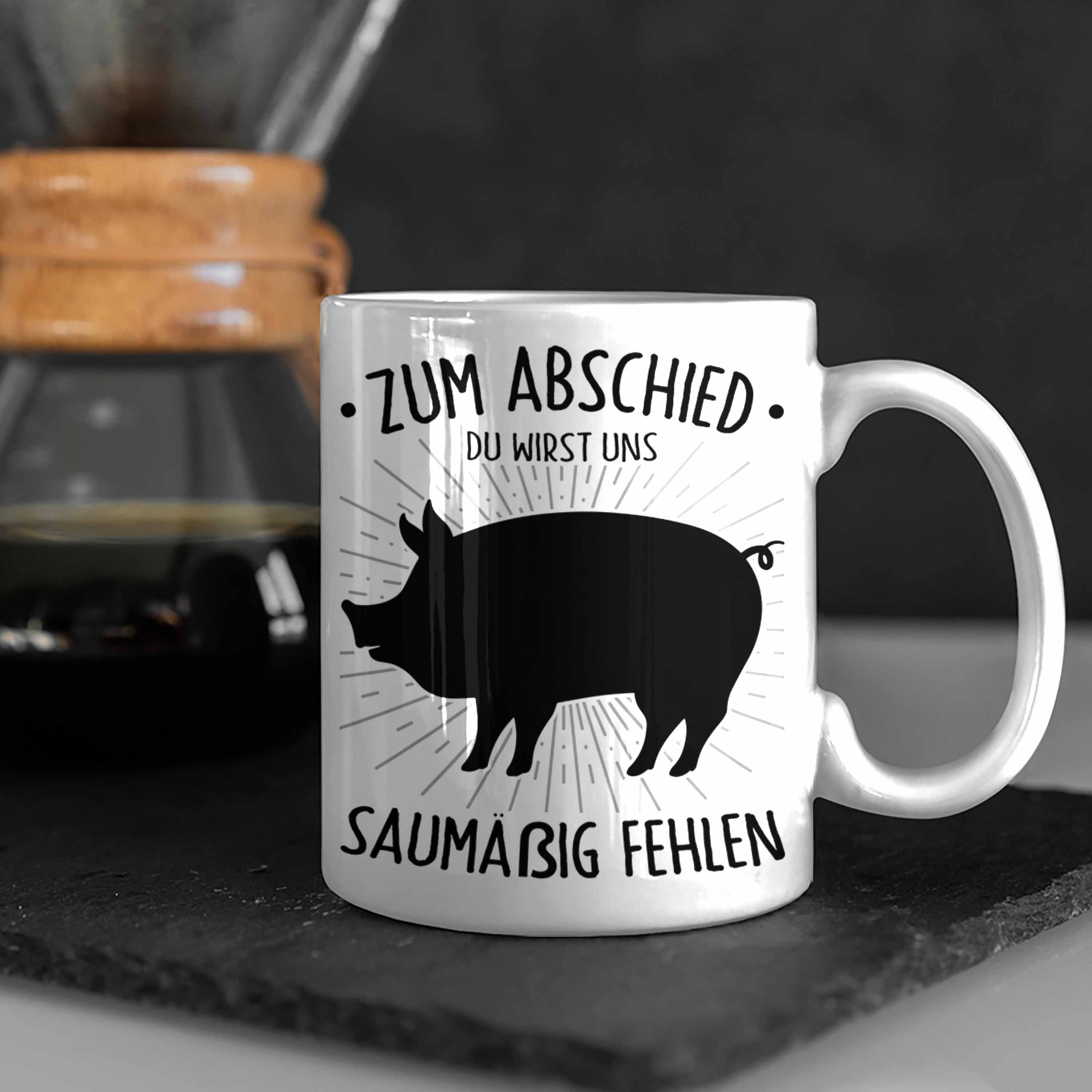 Saumäßig Du Fehlen Tasse Jobw Geschenk Zum Tasse Abschied Weiss Wirst Abschied Trendation Uns