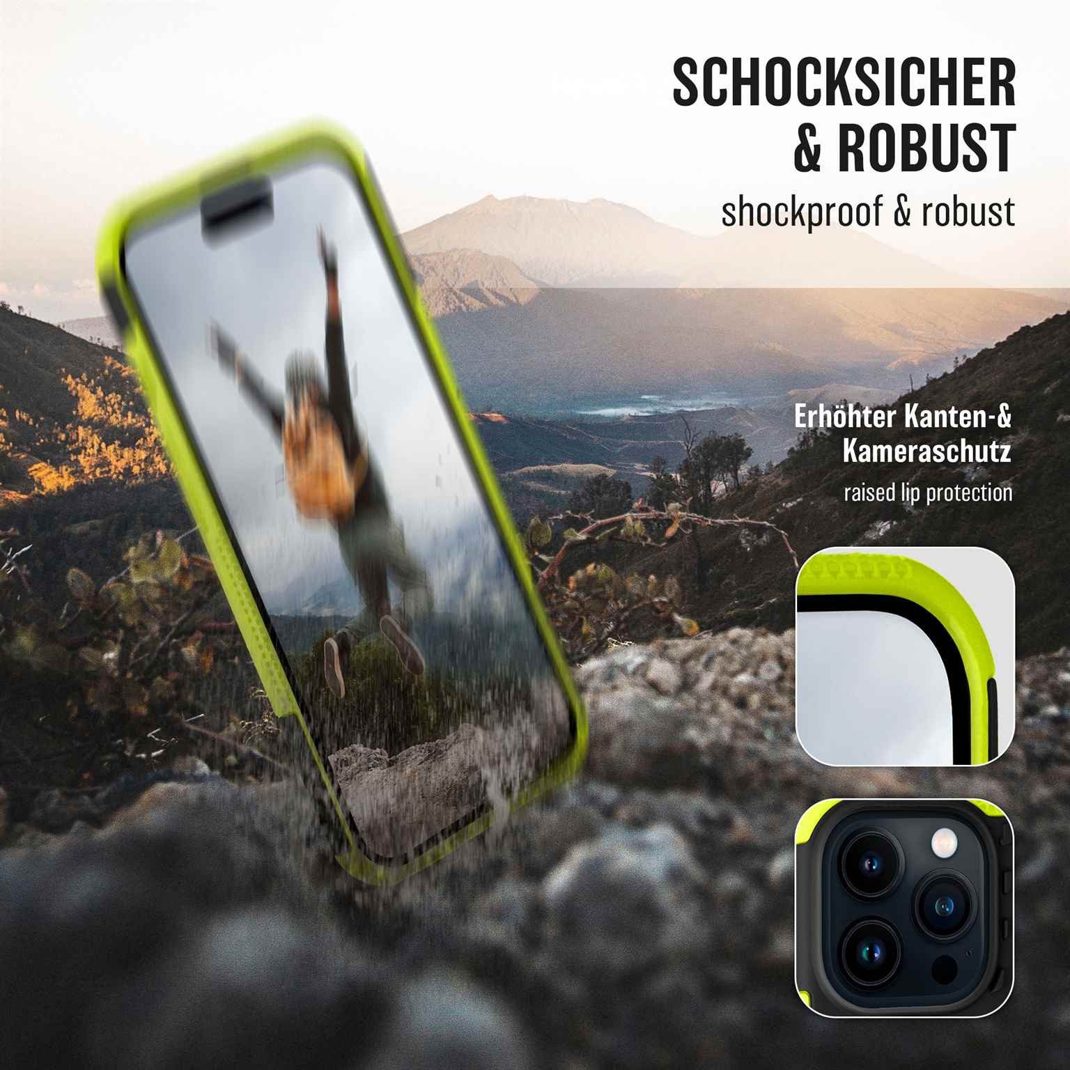 ONEFLOW Handyhülle ONEFLOW® Tank Case für Apple iPhone 14 Pro Max, Panzerhülle Dual-Layer, Robuste Hülle mit Ständer Outdoor Schutzhülle