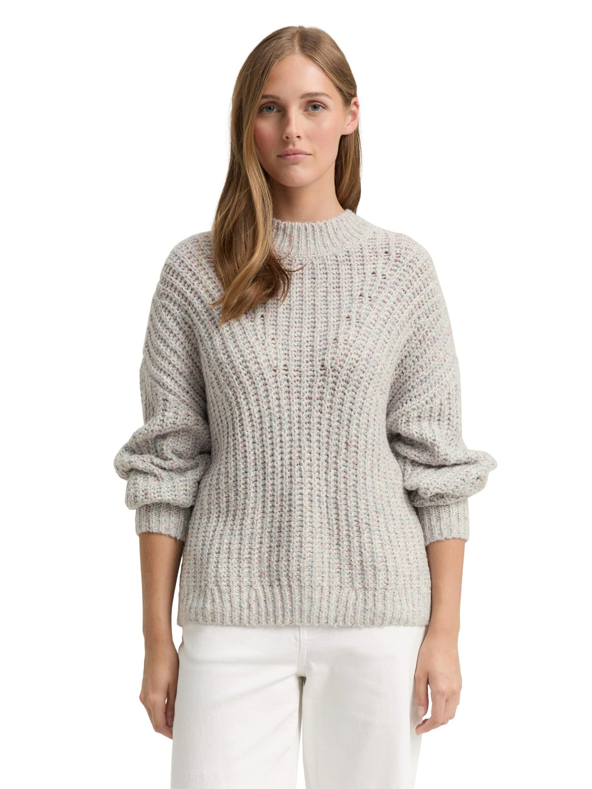 TOM TAILOR Denim Rundhalspullover (1-tlg) Lochmuster