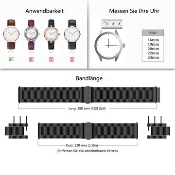 GelldG Edelstahlarmband Edelstahlarmband für Uhr, Metall Uhrenarmbänder mit Schnellverschluss