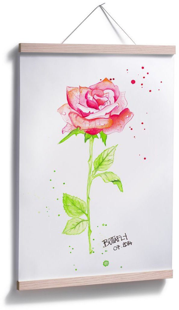 (1 Blumen Poster St), Rose, Wall-Art Wandbild, Wandposter Poster, Bild,