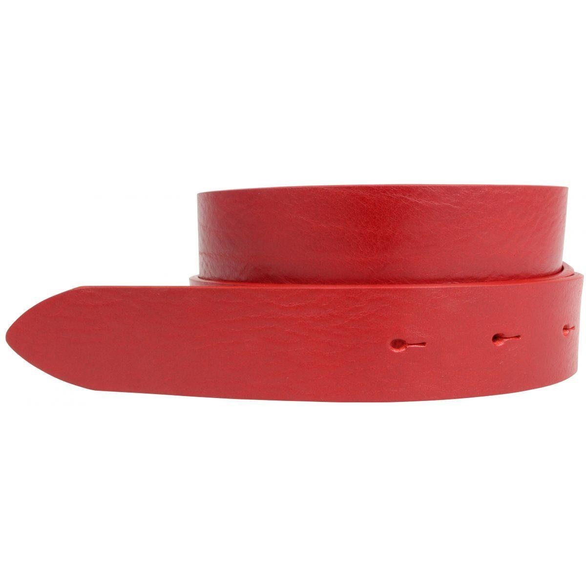 BELTINGER Ledergürtel Wechselgürtel aus Vollrindleder ohne Schnalle 3 cm - Druckknopf-Gürtel Rot