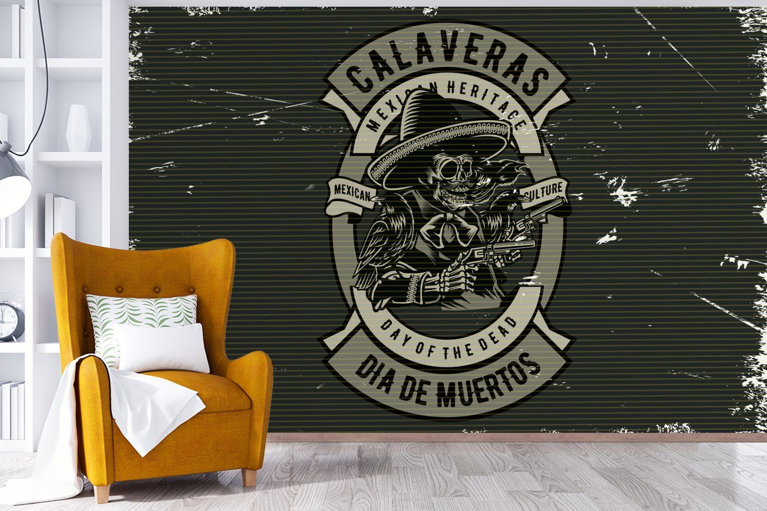 MuchoWow Fototapete Sheriff - (6 - bedruckt, Pistole Wallpaper Schlafzimmer, Mexiko Retro, Wohnzimmer, - Tapete Vinyl Kinderzimmer, für St), Matt