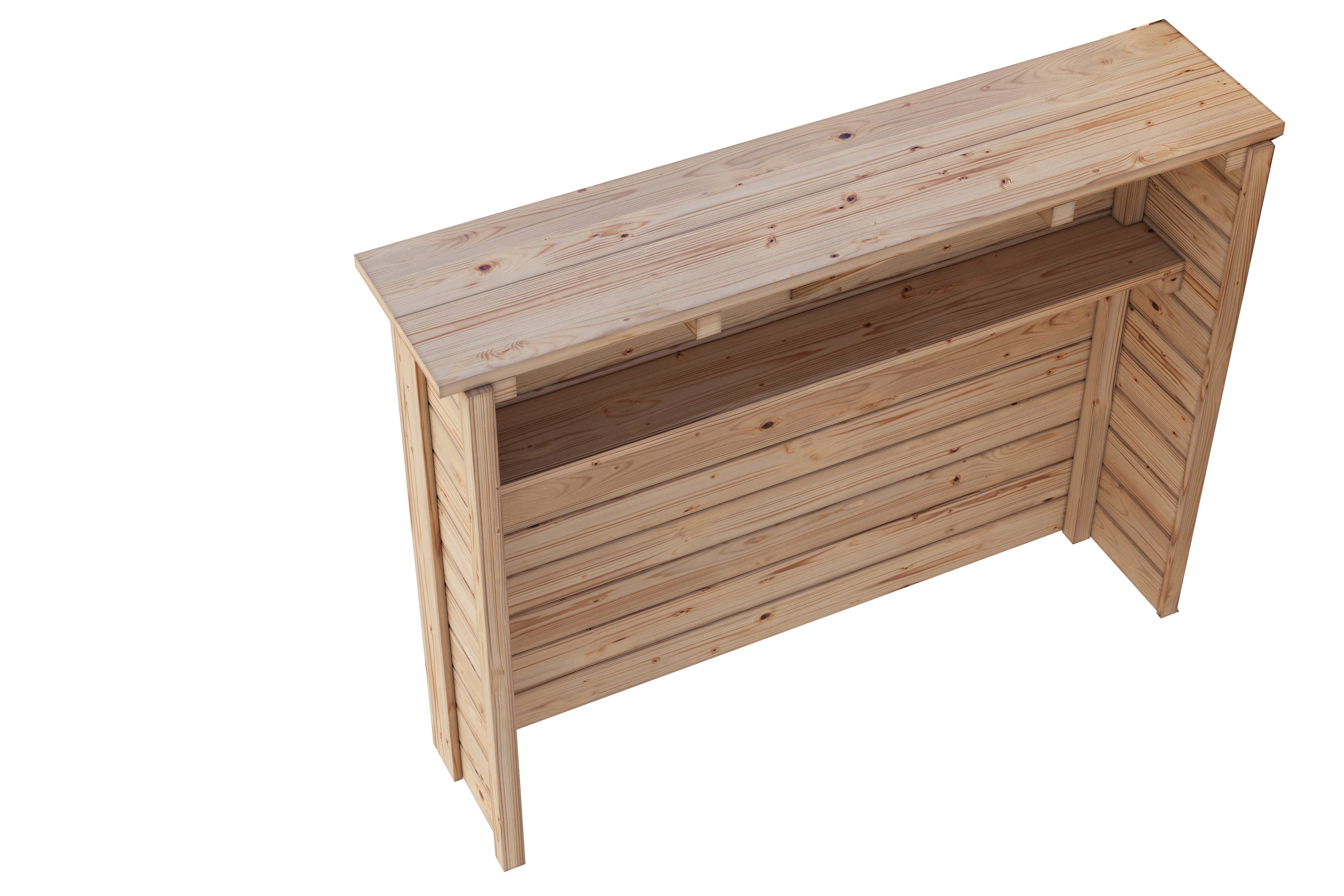 Karibu Stehtisch Holztheke Poolbar 28mm Stärke, Hergestellt in Deutschland, 165 x 39,5 x 124 cm