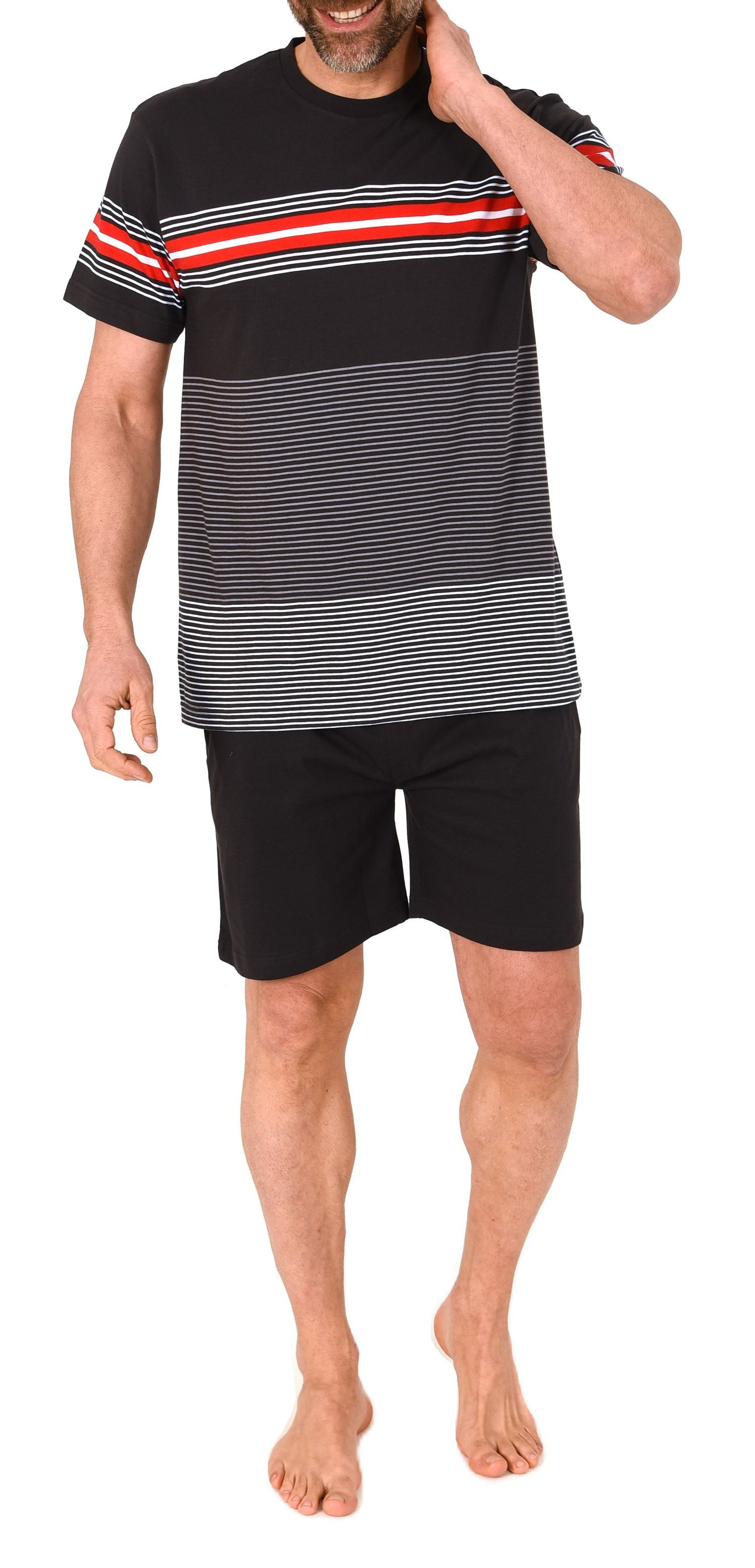 Normann Pyjama Normann Herren kurzarm Schlafanzug Shorty in eleganten Streifendesign