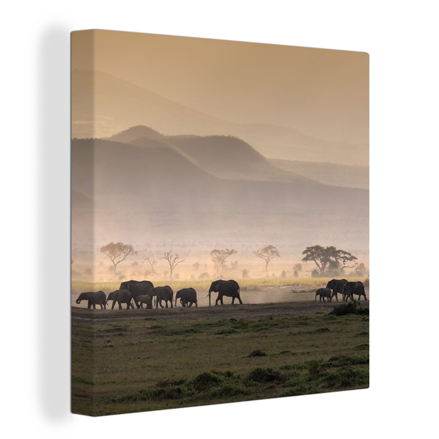 OneMillionCanvasses® Leinwandbild Sonnenuntergang über National St), Bilder dem Leinwand Amboseli Park, für Wohnzimmer (1 Schlafzimmer African