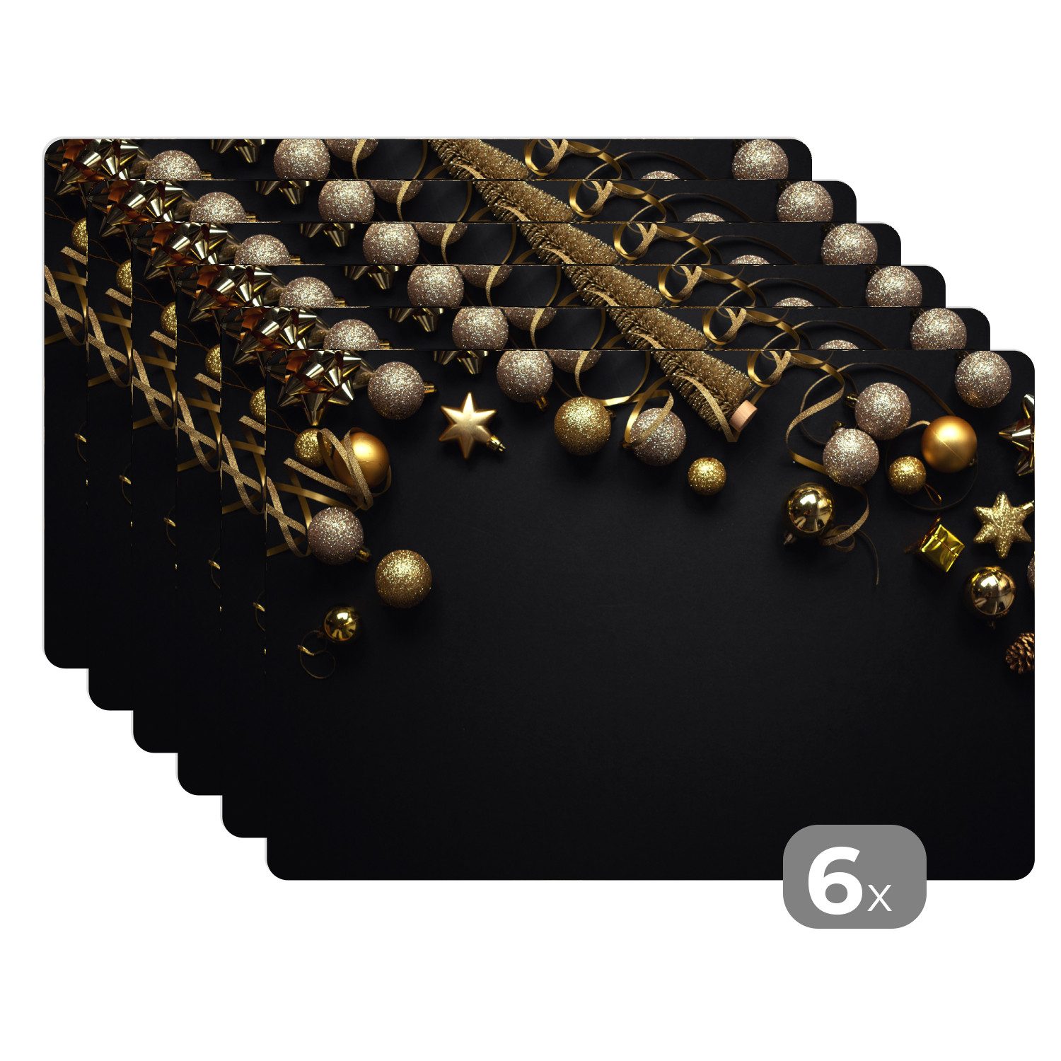 MuchoWow Platzset Weihnachten - Dekoration - Gold, (6-St), Platzsets, Tisch günstig online kaufen