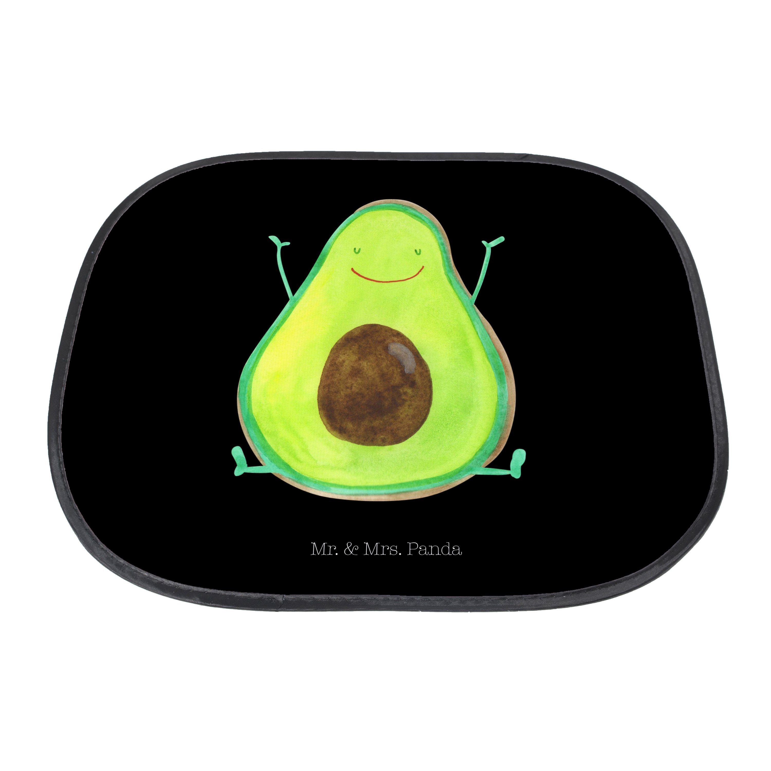 Sonnenschutz Avocado Happy - Schwarz - Geschenk, Frucht, Vegan, Sonne, Sonnenschut, Mr. & Mrs. Panda, Seidenmatt