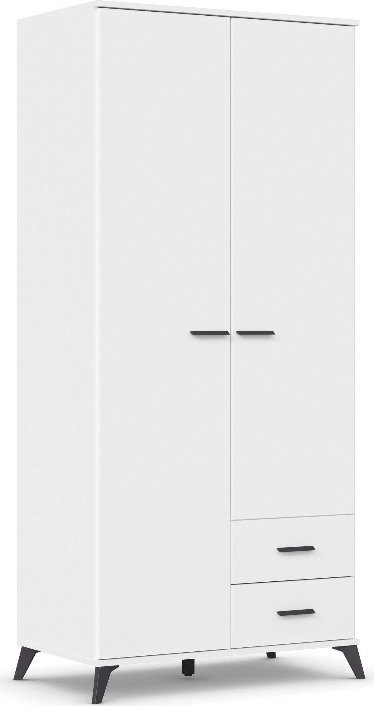 rauch Drehtürenschrank Lucena mit schräg ausgestellten Füßen im Monochrom-Stil