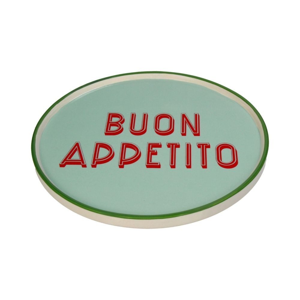 Kersten BV Speiseteller Teller Antipasti - Buon Appetito Stoneware Grün, (1 St), 25,5 x 25,5 cm