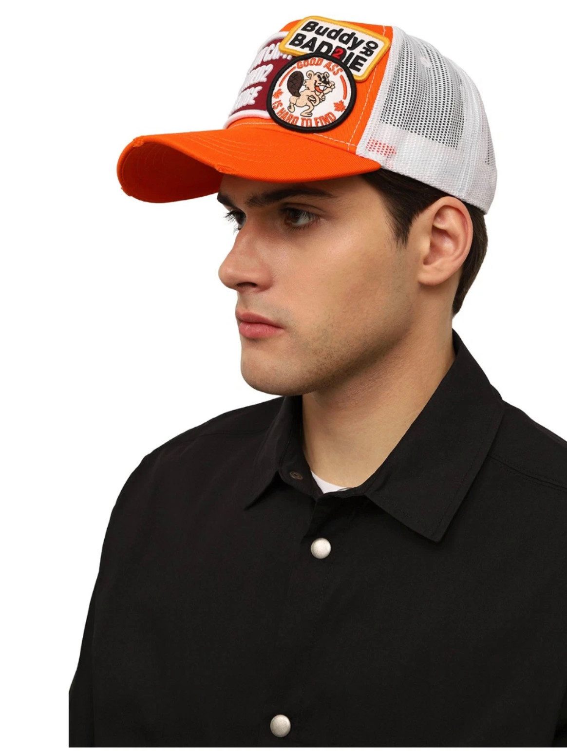 Dsquared2 Baseball Cap Ceresio 9 Milano Nylon Icon Baseball Kappe Unisex Vorgebogener Schirm mit Distressed-Effekten