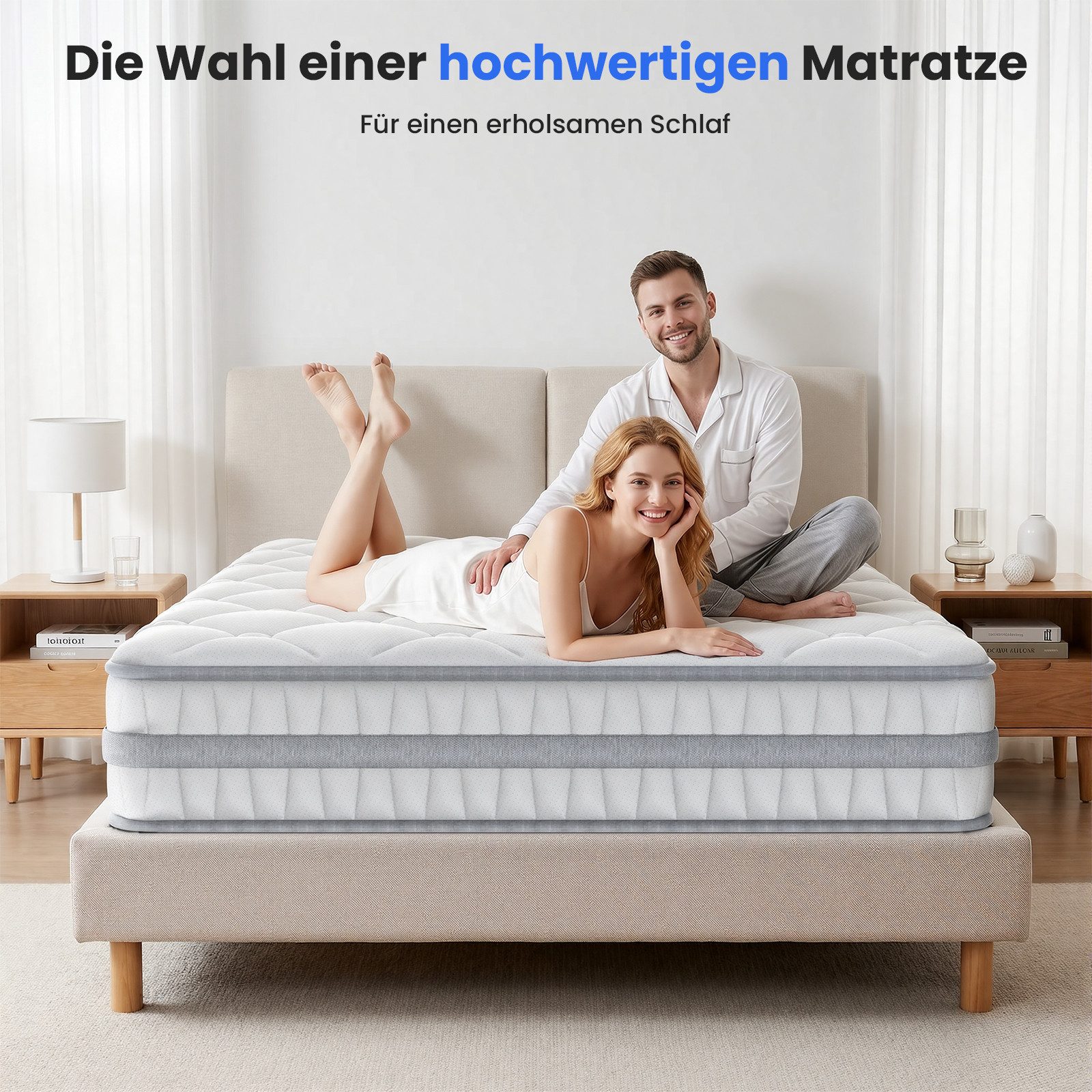 Boxspringmatratze Taschenfederkernmatratze 7 Zonen Federkernmatratze, Luxus matratze, Patbrela, 26 cm hoch,orthopädisch,Zertifizierte Qualität, passt sich dem Körper