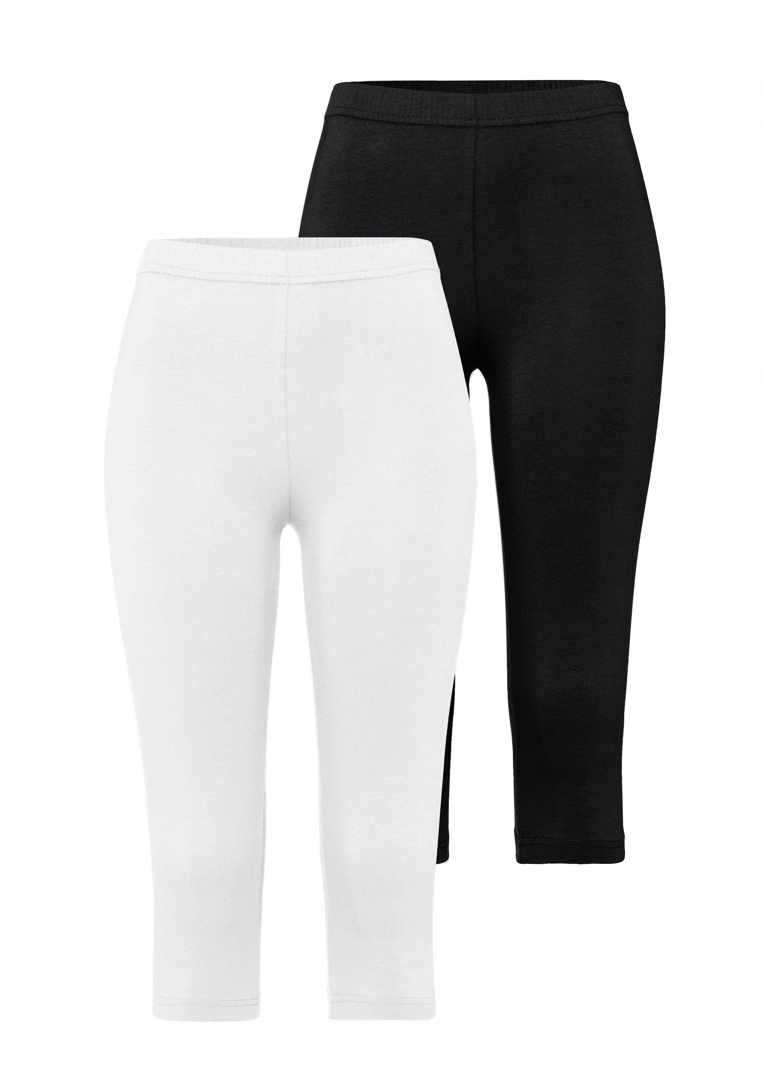 vivance active Caprileggings (2er-Pack) mit weiß, Loungewear schwarz Gummibund