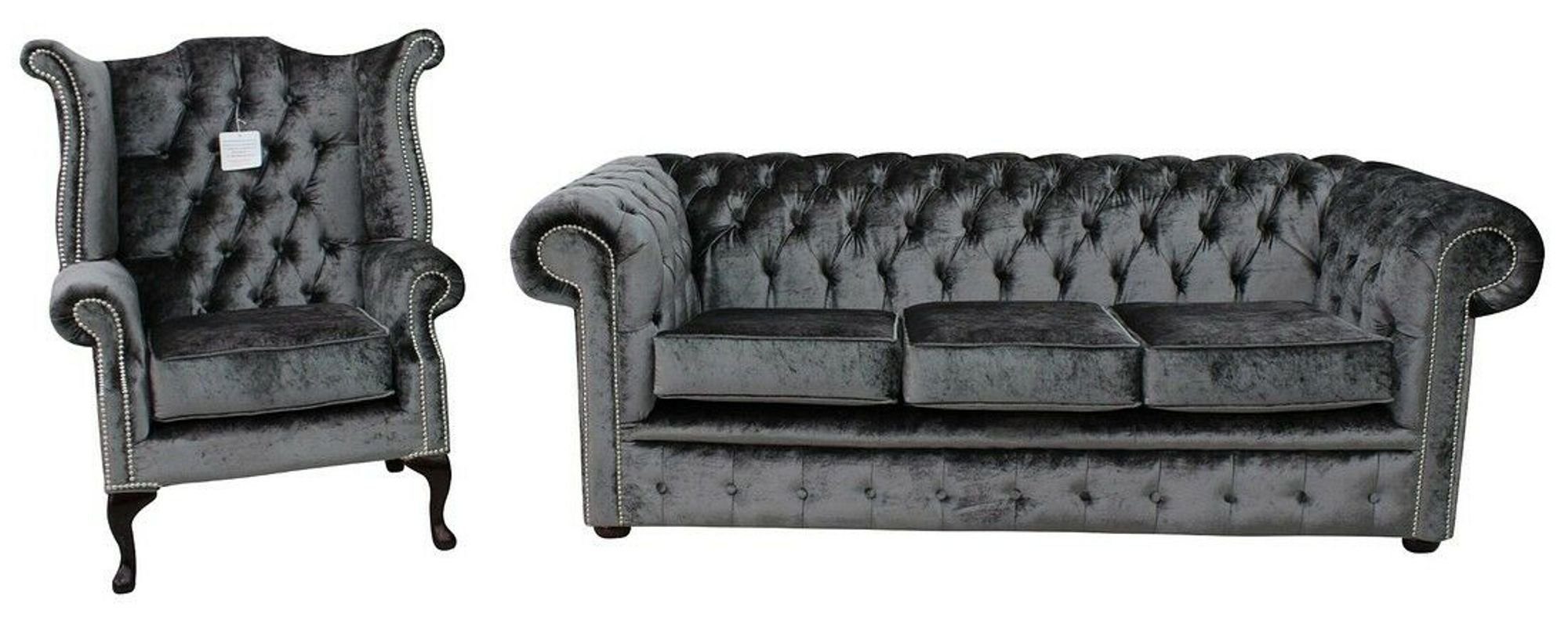 Chesterfield Design Sitz JVmoebel Couch, Chesterfield-Sofa Made 3 Ohrensessel + in Sofagarnitur Europe