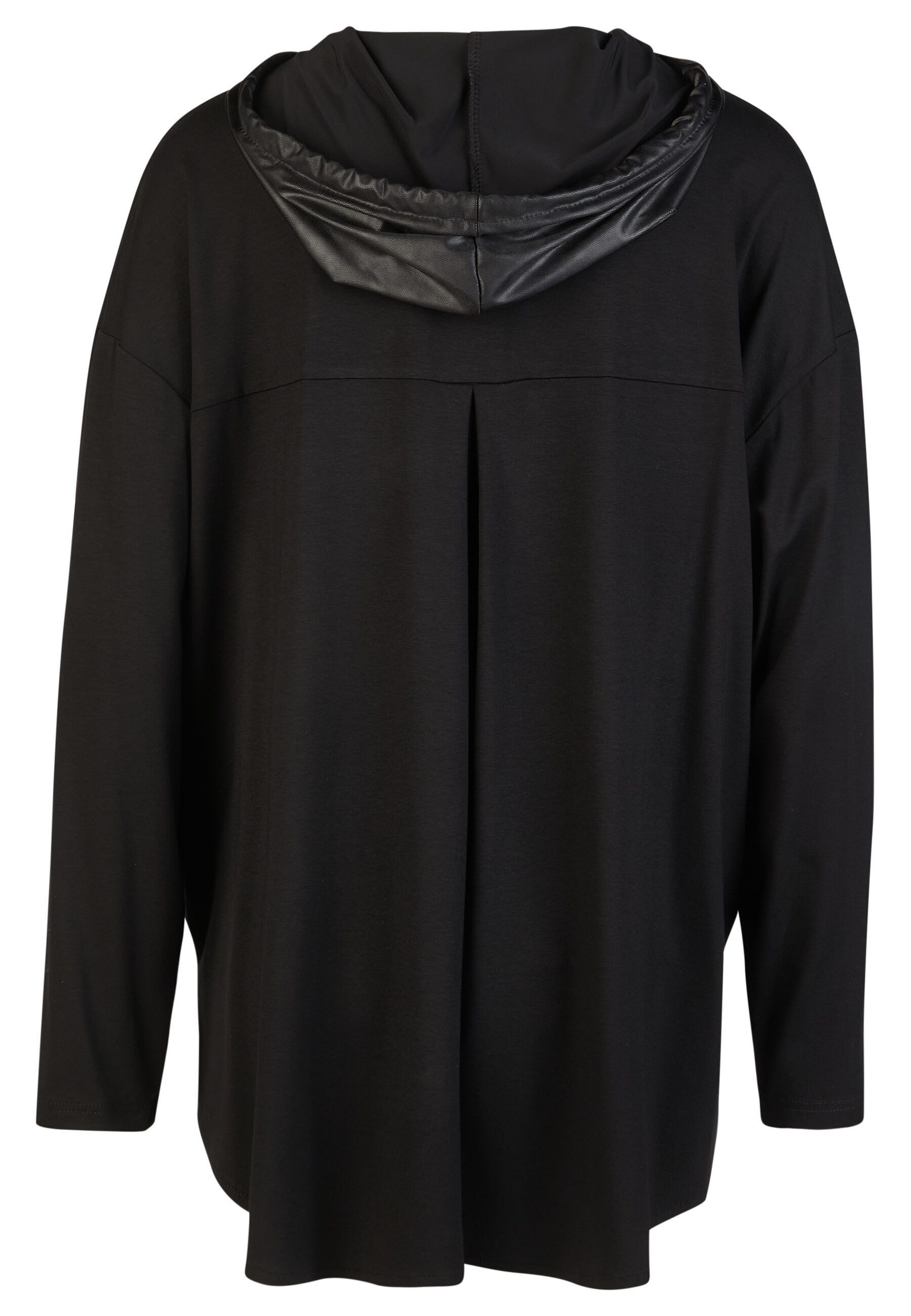 Doris Streich Longshirt (1-tlg) mit Hoodie aus Lederimitat-Mix