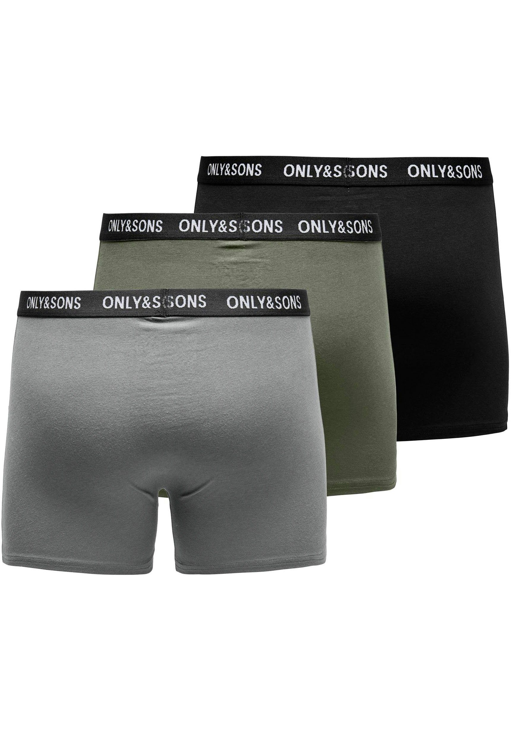 ONLY & SONS Trunk ONSFITZ TRUNK Night BLACK 3PACK3854 (Packung, NOOS Olive 3-St) SOLID