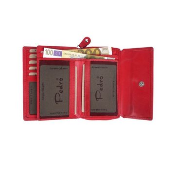 SHG Geldbörse ◊ Damen Lederbörse Portemonnaie Frauen Geldbeutel Leder rot, Münzfach, Kreditkartenfächer, Reißverschluss, RFID Schutz