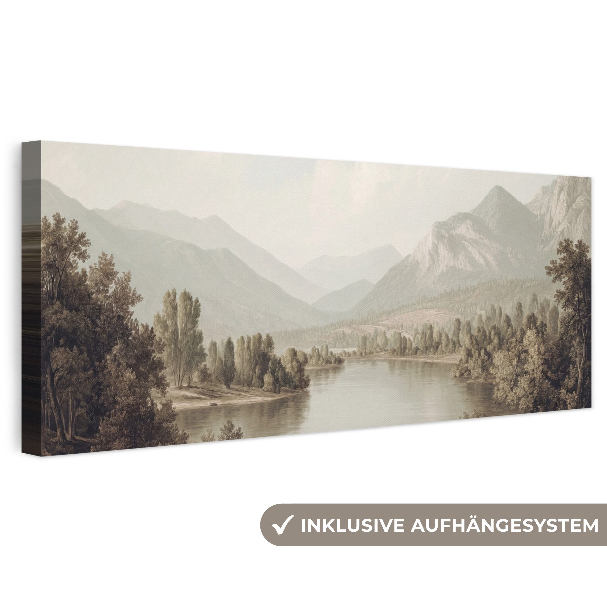 OneMillionCanvasses® Leinwandbild Panorama Klassisch - Landschaft - Gelassen, Fotodruck (1 St), Wandbild, Deko Schlafzimmer Wohnzimmer Flur 60x20 cm