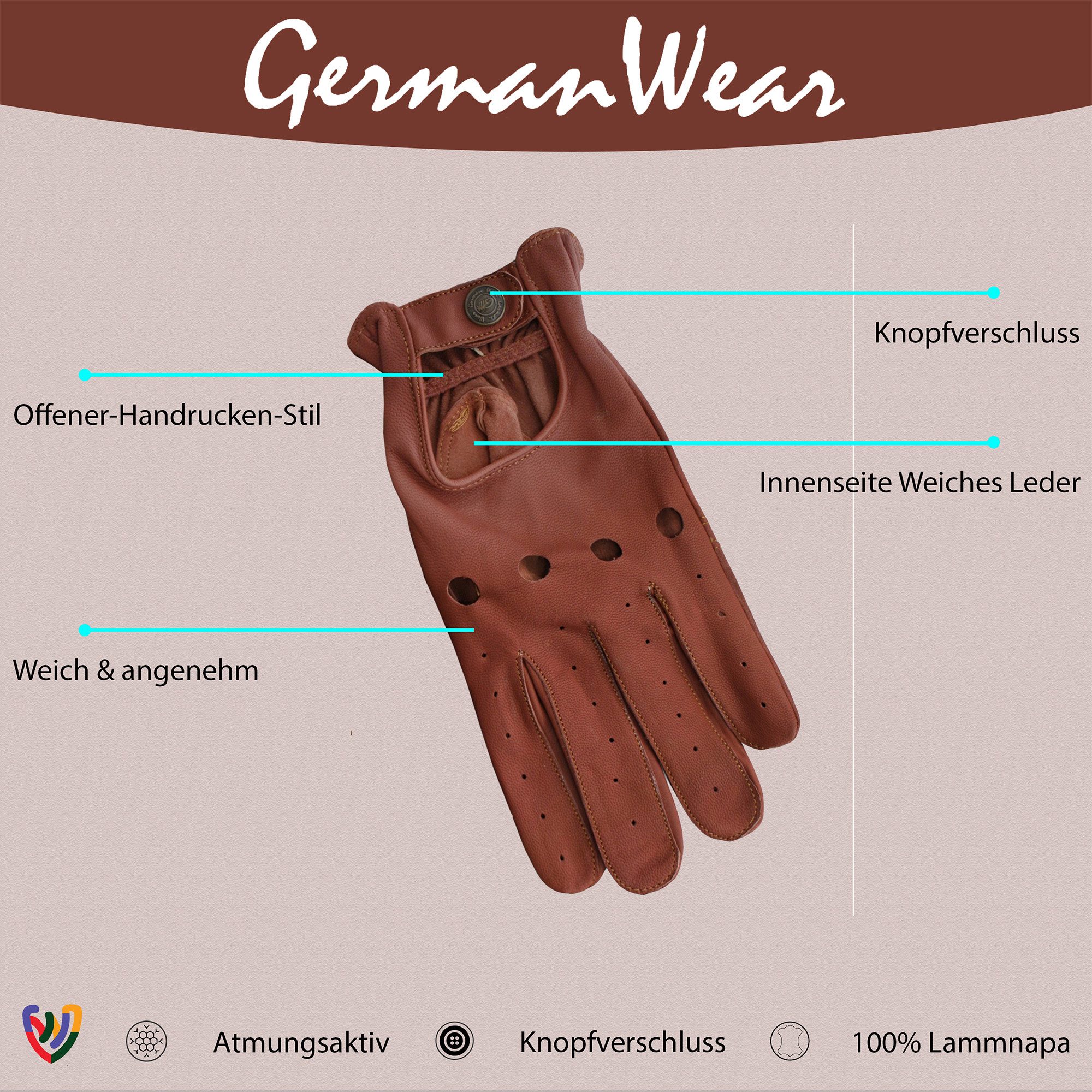 German Wear Lederhandschuhe Driving-GL1 Driving Autofahrer Lederhandschuhe günstig online kaufen