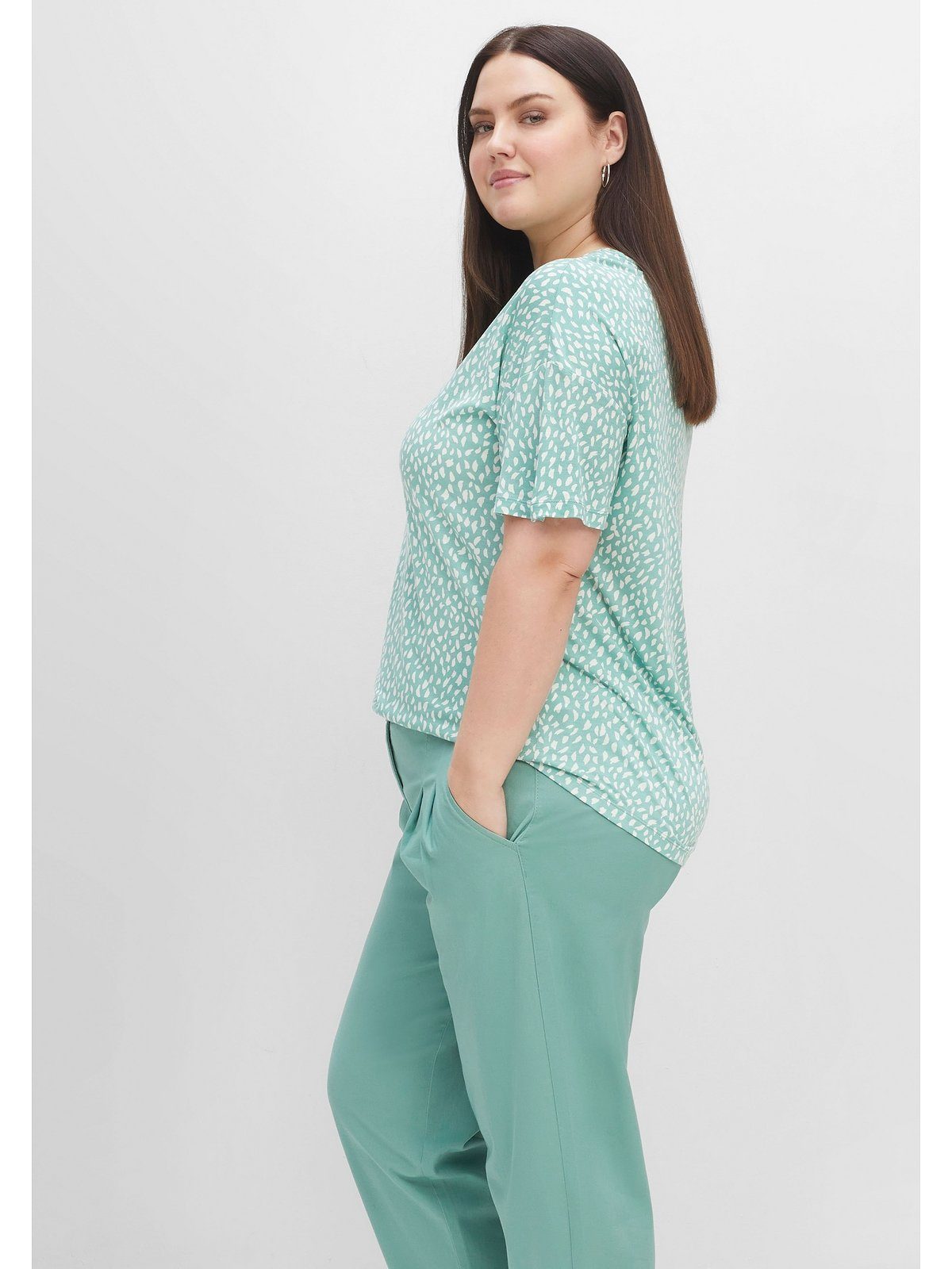 Größen aus mit Große reiner Minimalprint, Sheego T-Shirt Viskose