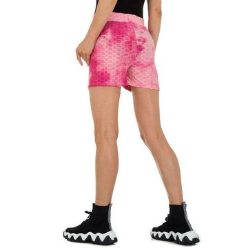 Ital-Design Shorts Damen Freizeit Hotpants Batik Stretch Freizeitshorts in Pink